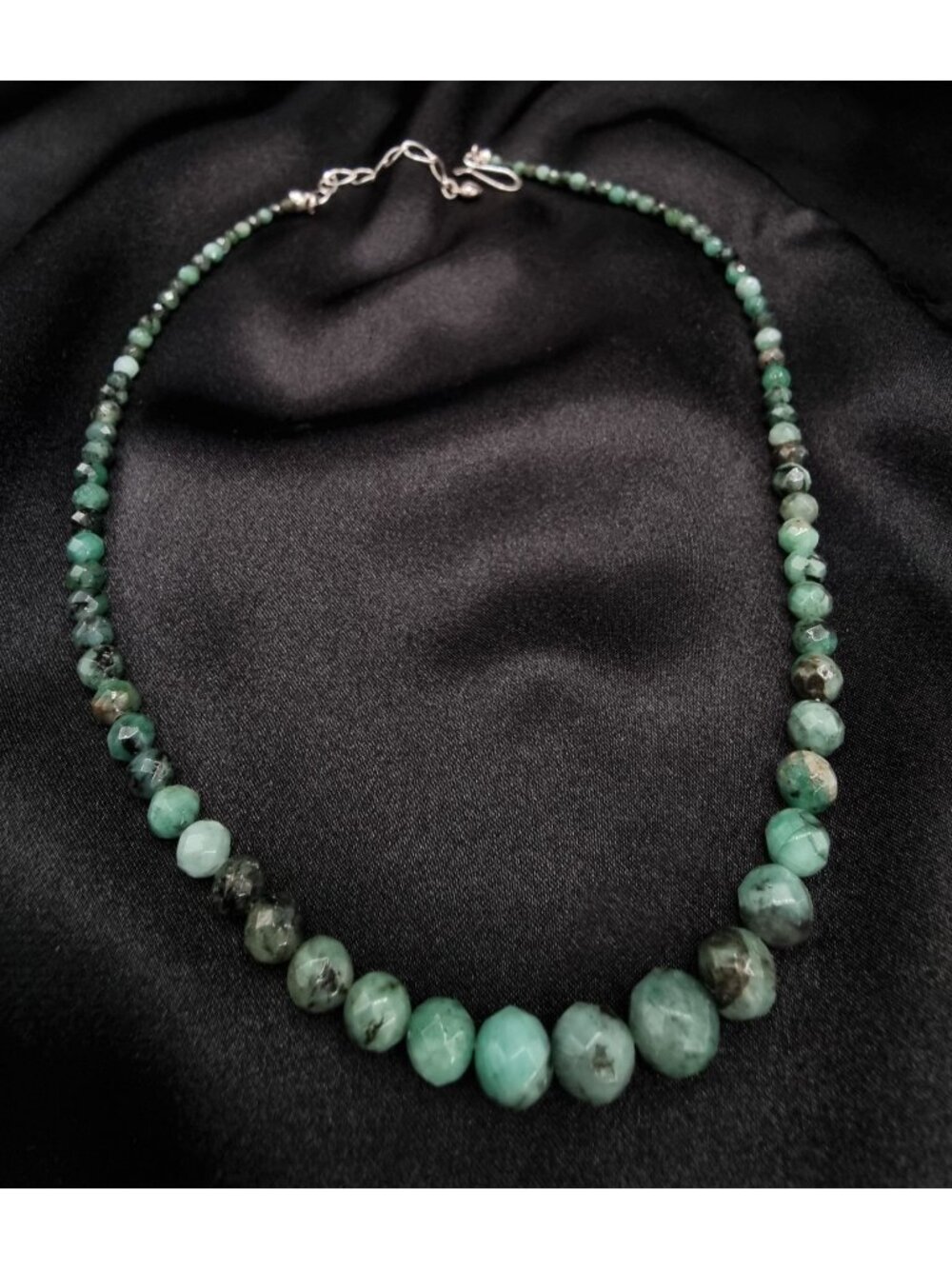 Jay King Mine Finds Natural Emerald Beaded Necklace With Sterling Silver Clasp